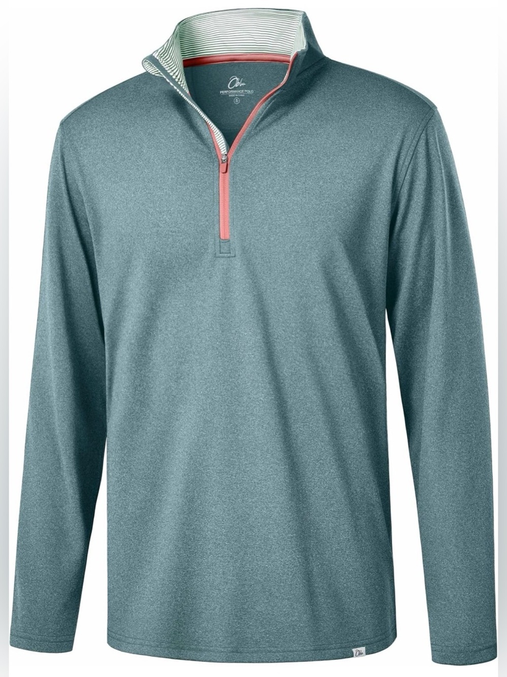 Obla Golf Quarter Zip Fleece Pullover Men’s 2XL Teal Green Orange Trim EUC